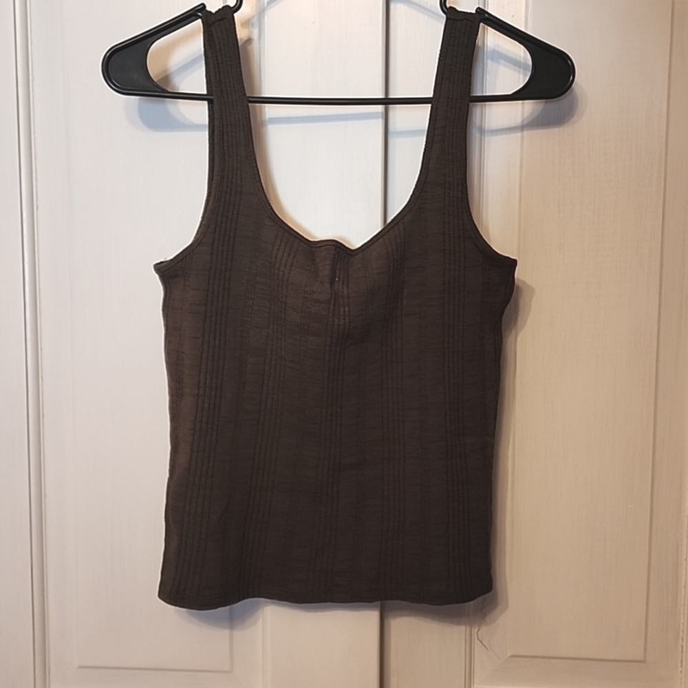 American Eagle crop tank top, dark olive green, size M